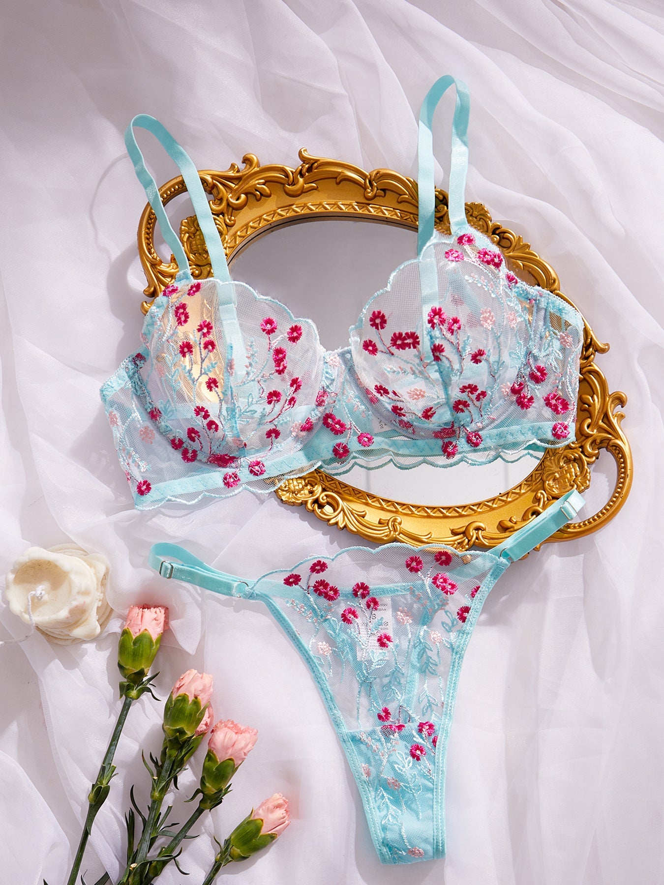 Wild Daisy Embroidered Comfort Bra Sexy Lingerie - gosundaymarket