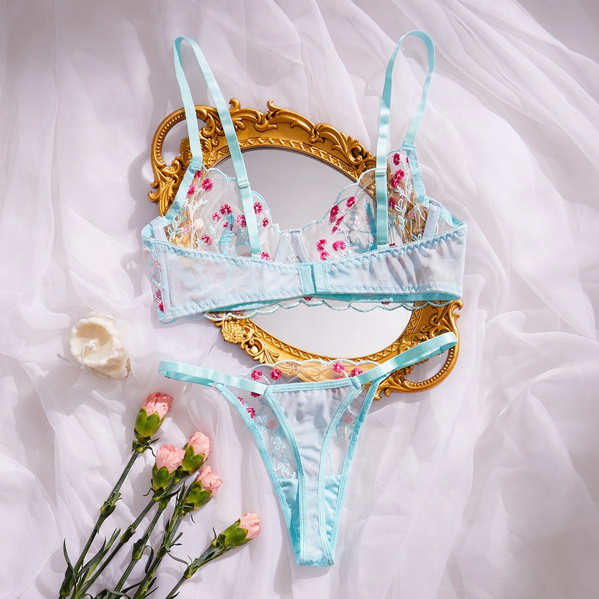 Wild Daisy Embroidered Comfort Bra Sexy Lingerie - gosundaymarket
