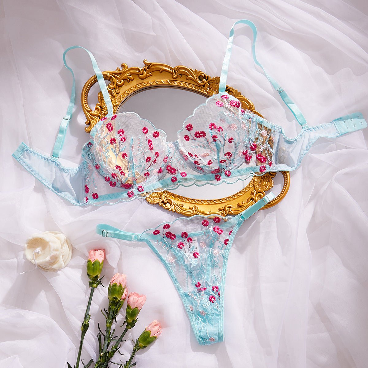 Wild Daisy Embroidered Comfort Bra Sexy Lingerie - gosundaymarket